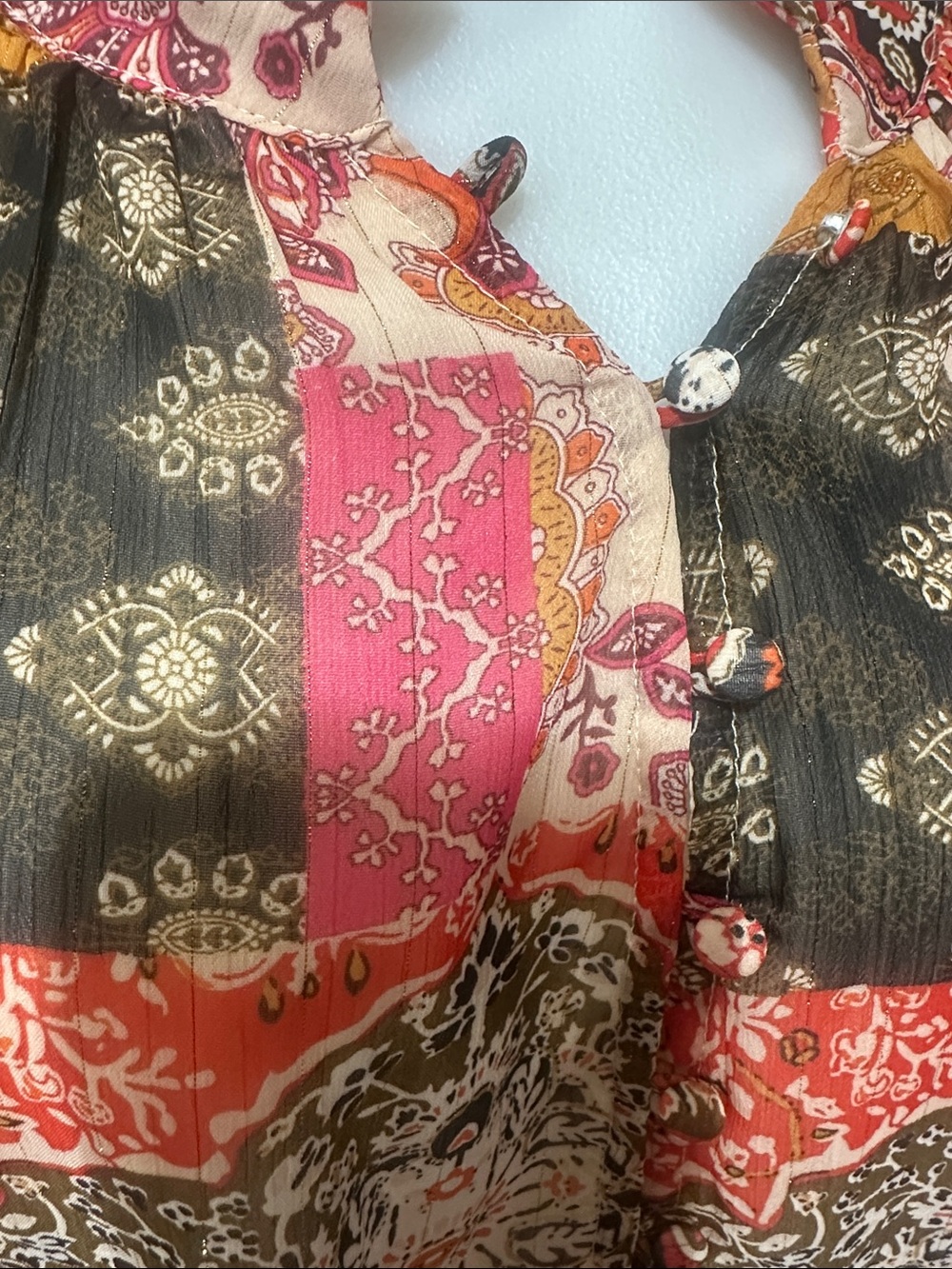 entro Multicolor Patchwork Button-Down Blouse - Picture 3 of 7